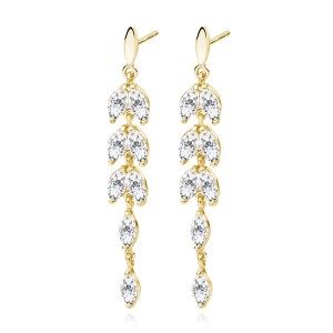 Cercei argint placati cu aur galben cu pietre DiAmanti Z2063EG_W-DIA (Argint 925‰ 3,5 g.)